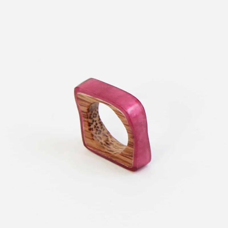 women's polished rings -Statement Pink Stackable Ring by Sylca