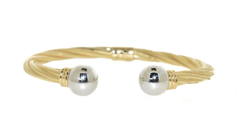 women's simple bangles -14kt Two Tone Twisted Cuff