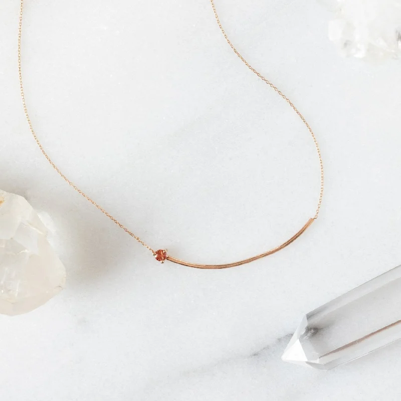 women's chunky necklaces -The Sunstone Gemstone Arc Necklace | 14K Rose Gold