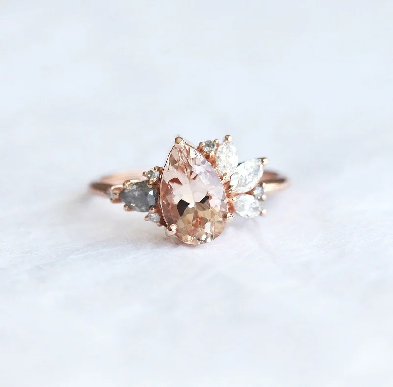 women's long necklaces -Khaleesi Pear Morganite Diamond Cluster Ring