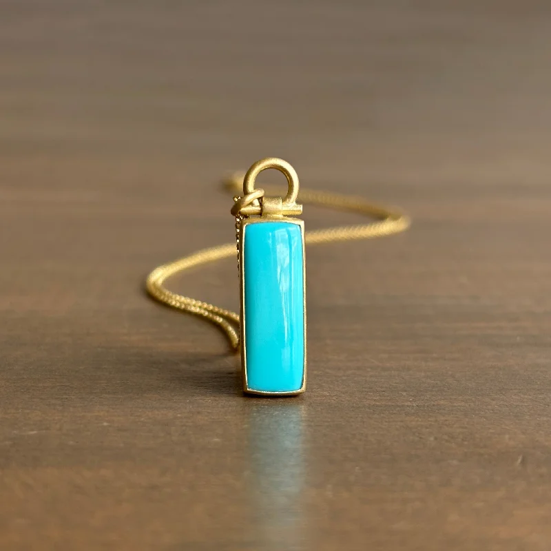 women's birthday necklaces -Sleeping Beauty Turquoise Rectangle Pendant