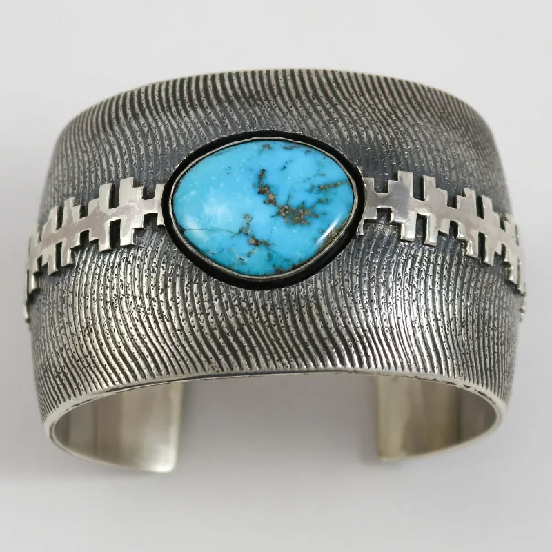 women's silver charm bracelets -Blue Gem Turquoise Cuff