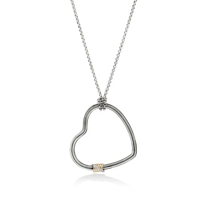 women's custom necklaces -John Hardy Bamboo Heart Pendant Necklace with Diamonds in Sterling Silver and 14K Yellow Gold