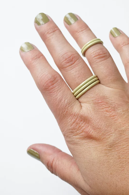 women's silver stackable rings -Stacking Ring in Green Sand