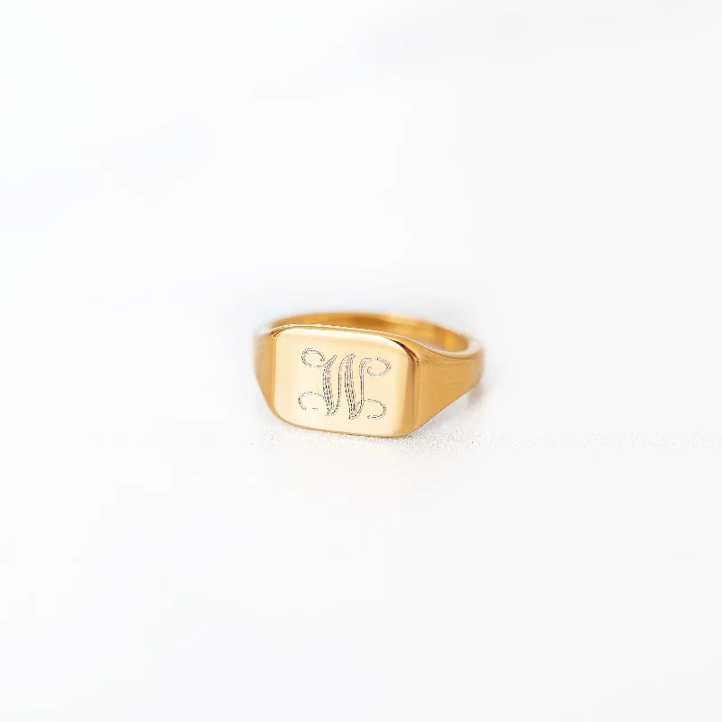 women's custom wedding rings -Square Signet Ring