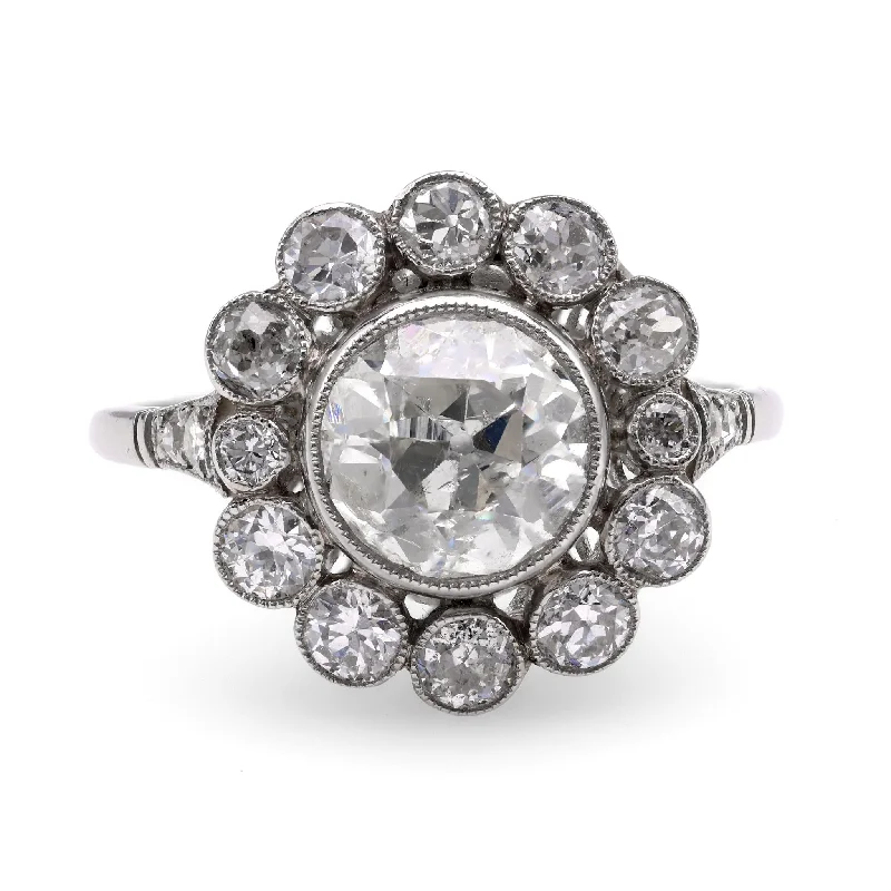 women's cross-shaped necklaces -Art Deco Inspired Diamond Platinum Cluster Ring