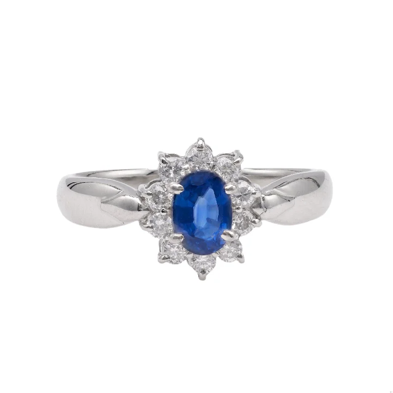 women's designer necklaces -Sapphire Diamond Platinum Cluster Ring