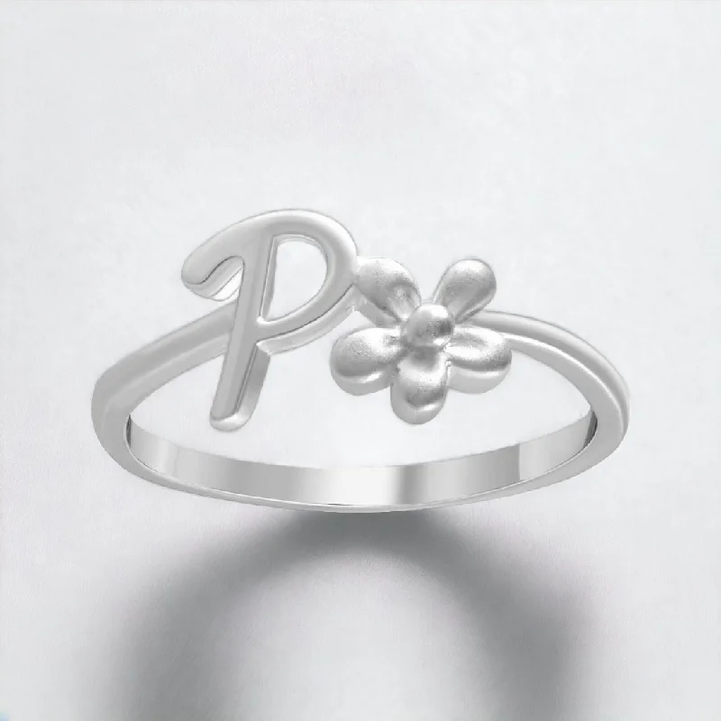 women's opal rings -P Letter Ring For Women & Girls