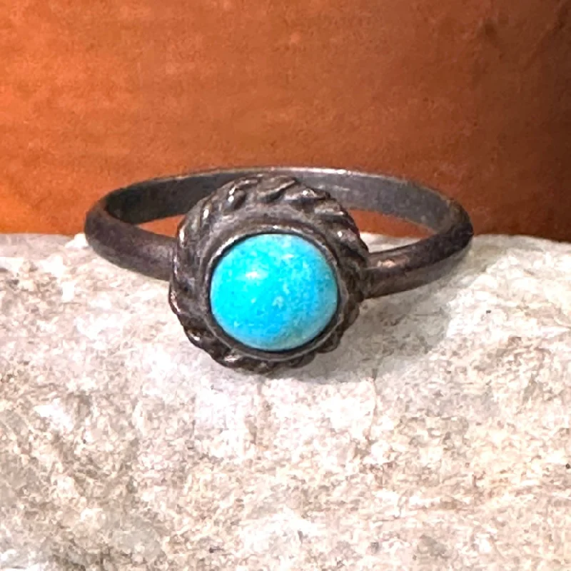 women's two-tone engagement rings -Vintage Navajo Sterling Silver Turquoise Ring Size 4