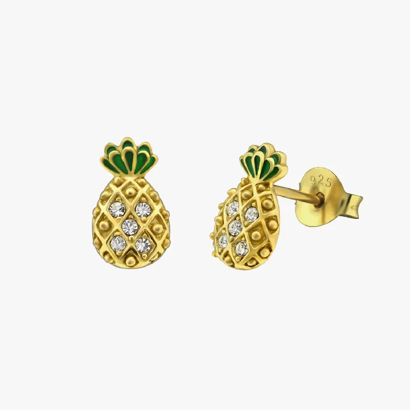 women's geometric stud earrings -Luxe Pineapple Stud Earrings