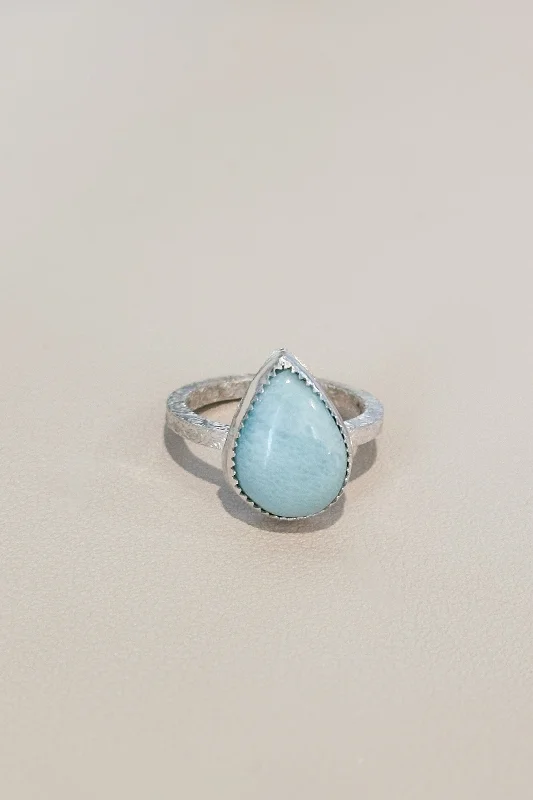 women's fashion rings -Teardrop Larimar Ring - Ready to Ship Size 8