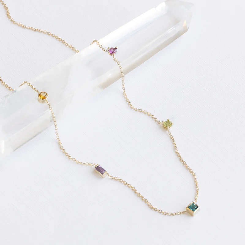 women's flower-shaped necklaces -The Candy Gemstone Necklace | 10K Yellow Gold