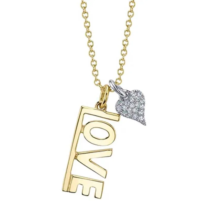 women's diamond necklaces for her -Shy Creation "Kate Collection" .04CTW Diamond Heart Love Necklace in 14K Yellow and White Gold