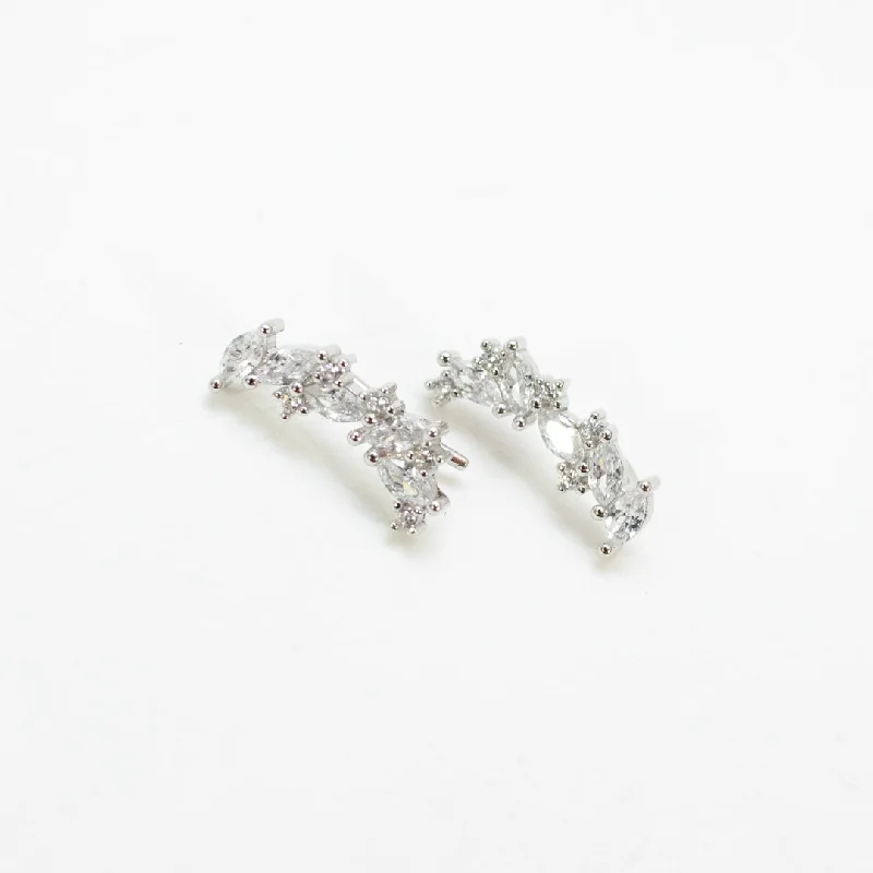 women's art-inspired earrings -Fancy Shape CZ Ear Climbers