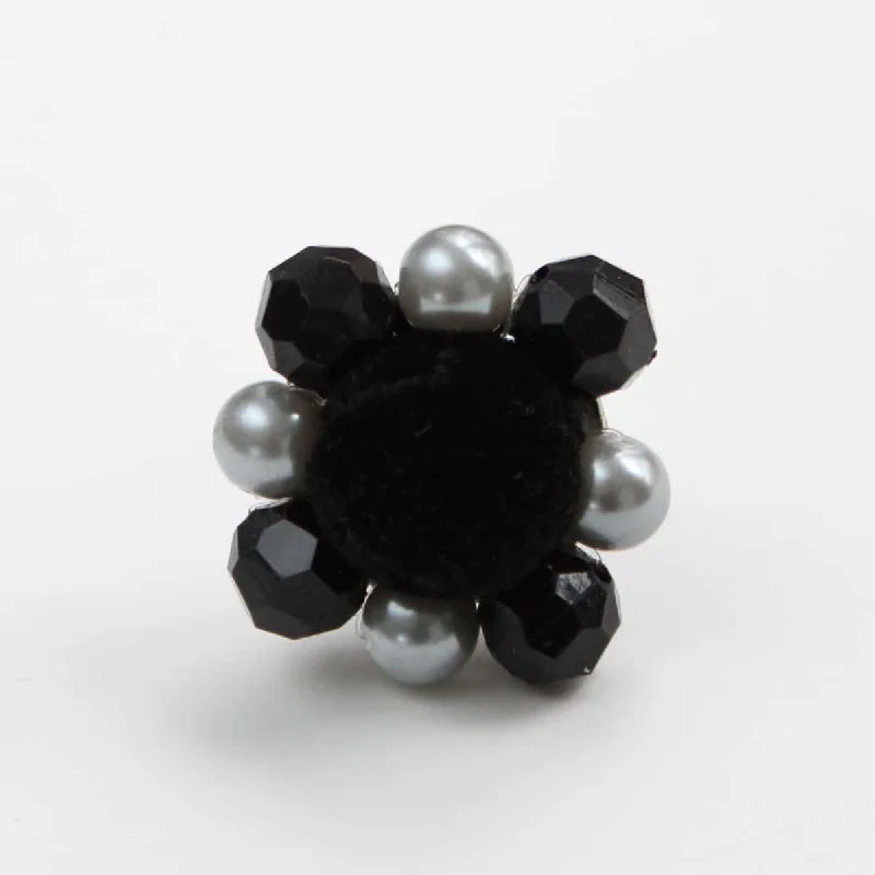 women's two-tone engagement rings -Black Velvet Beaded Ring