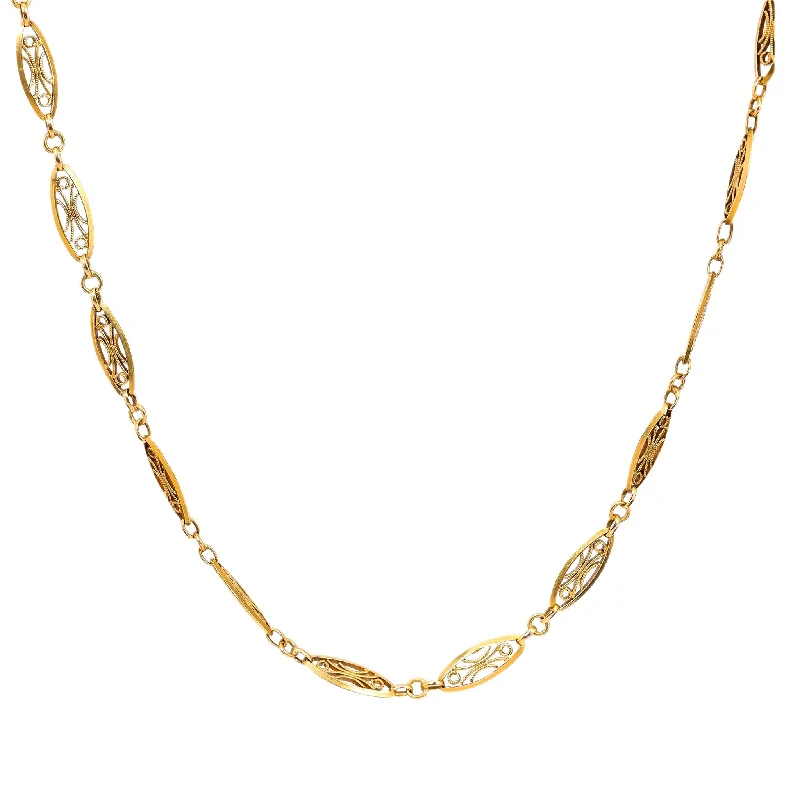 women's statement necklaces -Antique French 18k yellow gold necklace