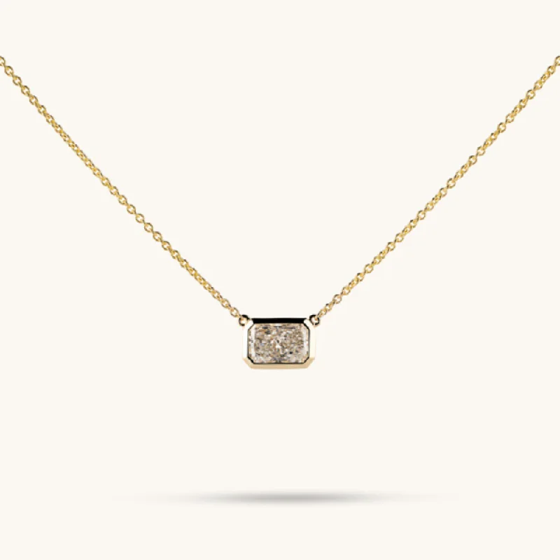 women's infinity necklaces -East-West Lab Diamond Solitaire Bezel Pendant