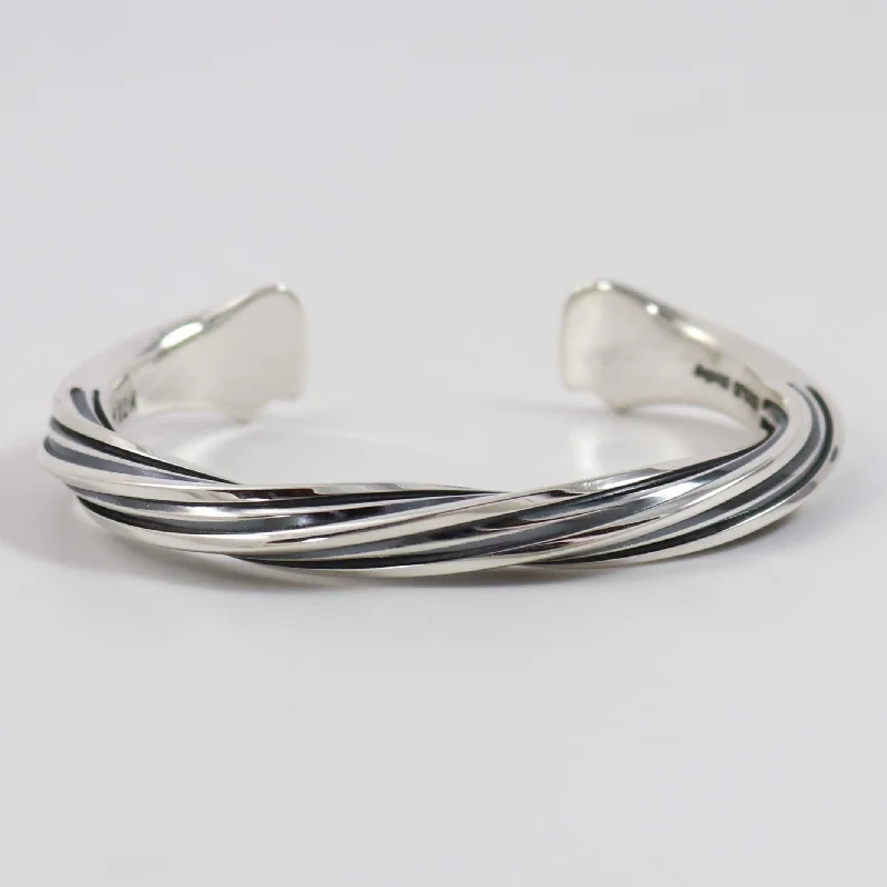 women's sterling silver cuff bracelets -Beveled Twist Cuff