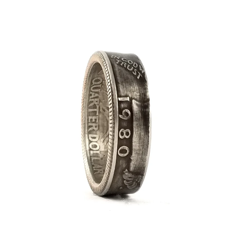 women's silver rings -1980 Washington Quarter Coin Ring