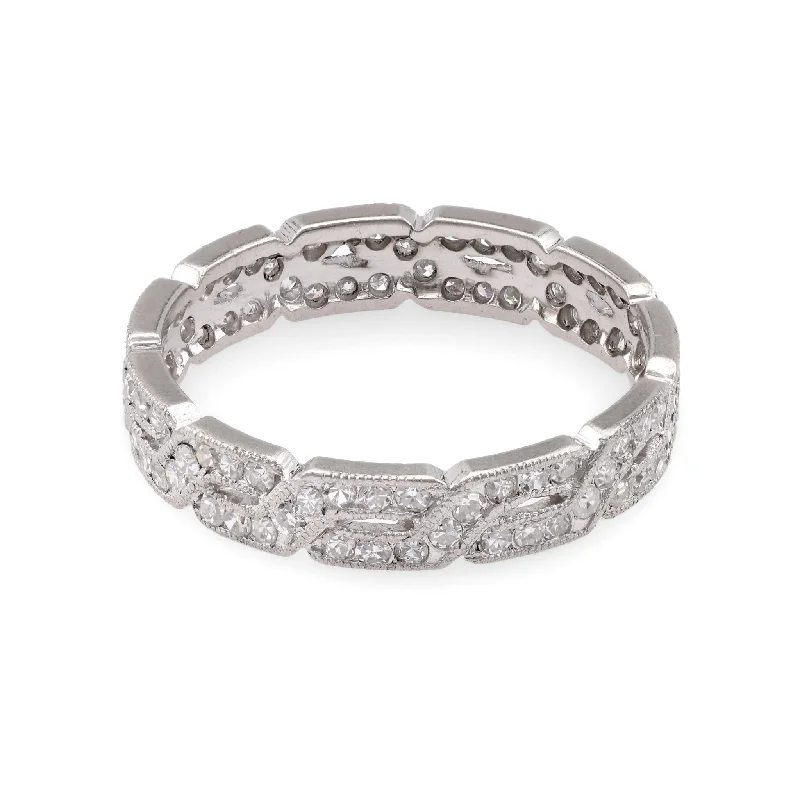 women's classic necklaces -Vintage Diamond White Gold Eternity Ring