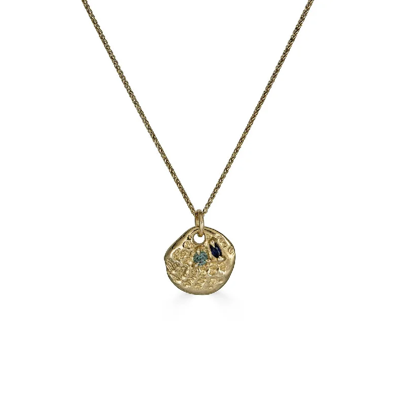 women's delicate necklaces -12mm Sea Impression Charm, 14k