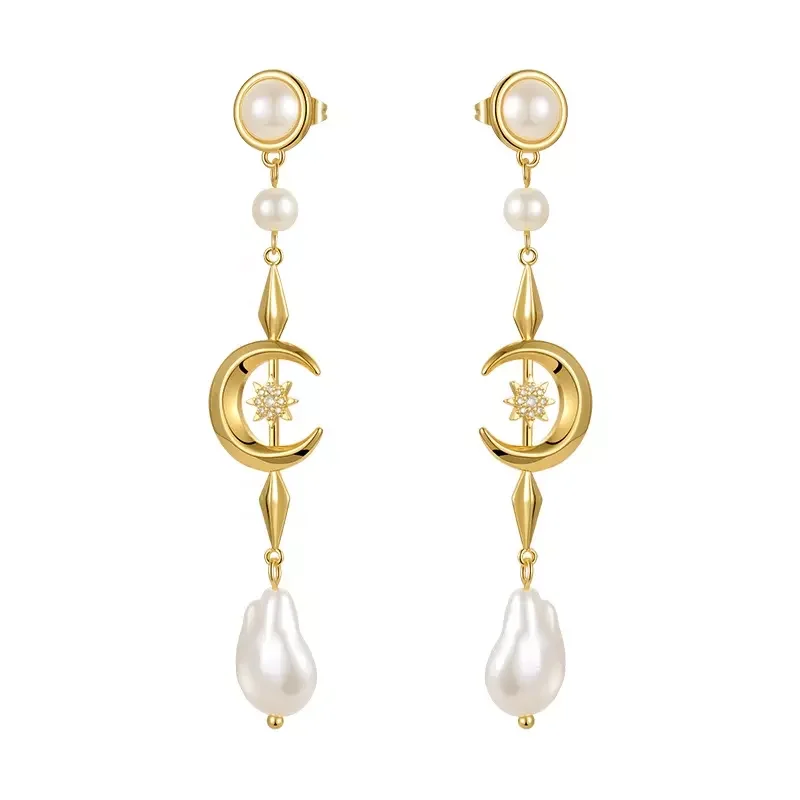 women's diamond-studded earrings -Opulent Pearl Gold Earrings