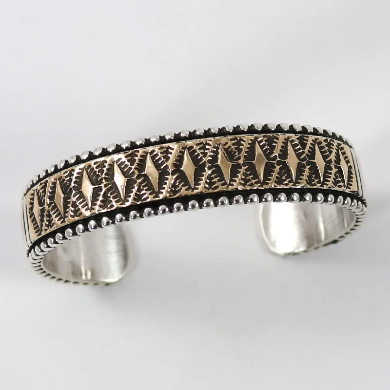 women's pearl bracelets -Gold on Silver Cuff