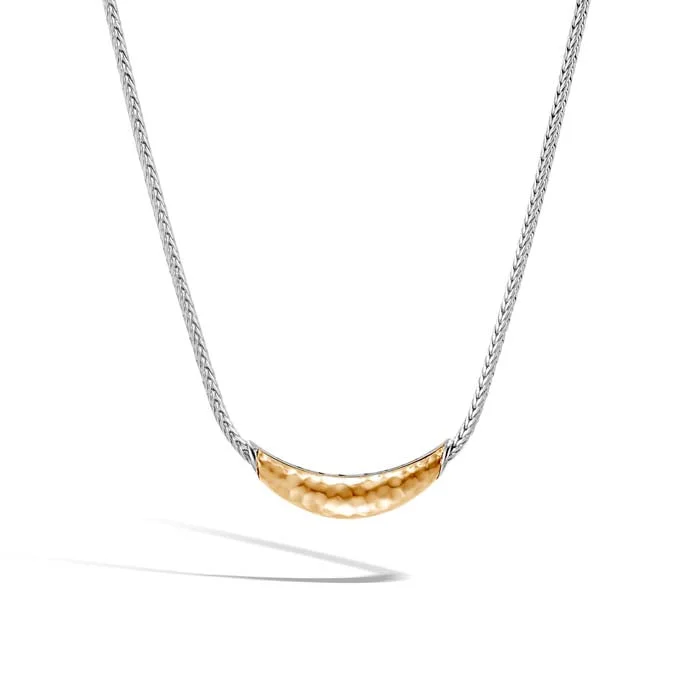 women's wedding anniversary necklaces -John Hardy Palu Crescent Station Necklace in Sterling Silver and 18K Yellow Gold