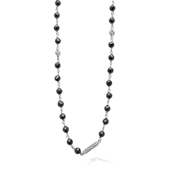 women's beach-themed necklaces -LAGOS 34" Black Ceramic Caviar Icon Long Beaded Necklace