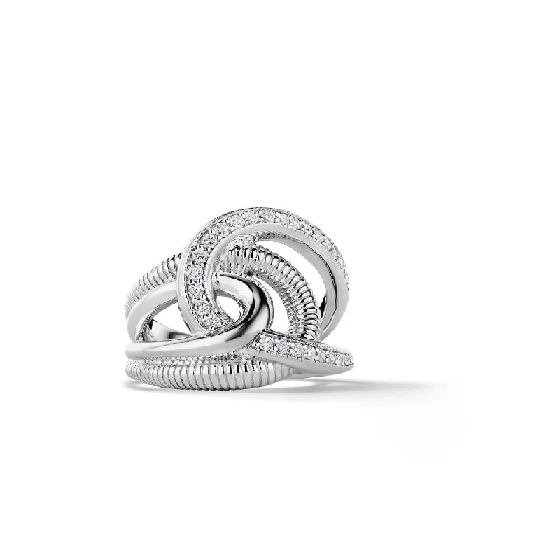 women's statement rings -Judith Ripka Eternity Intertwined Ring with Diamonds