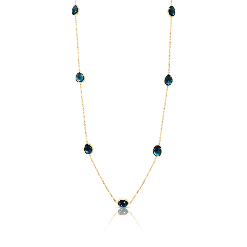 women's chunky chain necklaces -London Blue Topaz U/S Necklace In 18K Yellow Gold