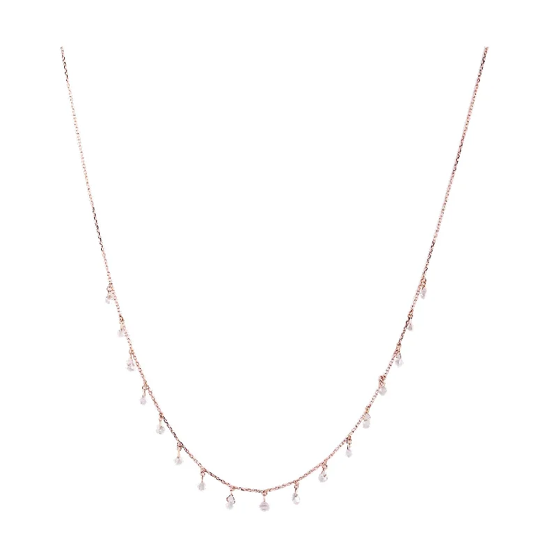 women's silver heart necklaces -Organic Diamond Baroque Necklace In 18K Rrose Gold