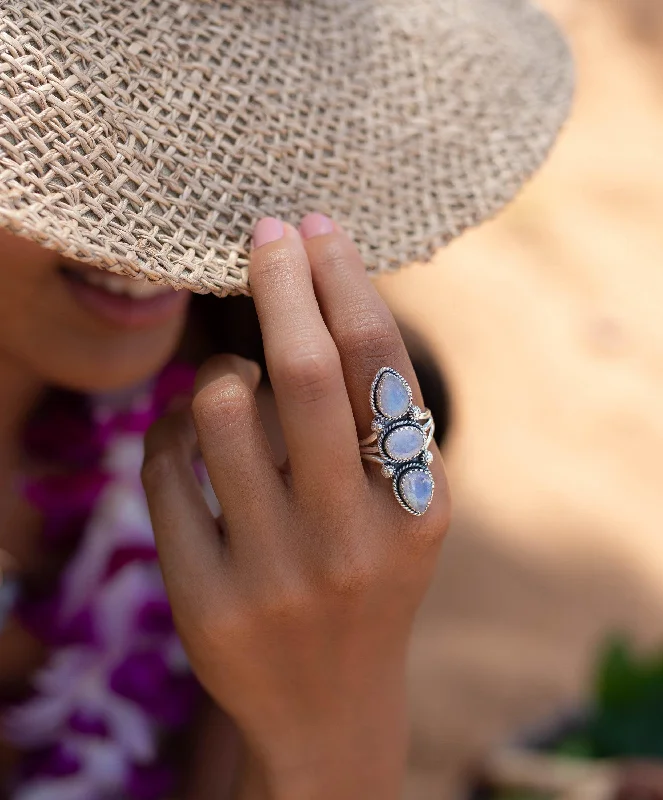 women's bridal rings -Moonstone Ring ~  Sterling Silver 925 ~ Handmade ~ Gemstone ~ Statement ~ Everyday ~ Hippie ~Bohemian~June Birthstone ~ MR246