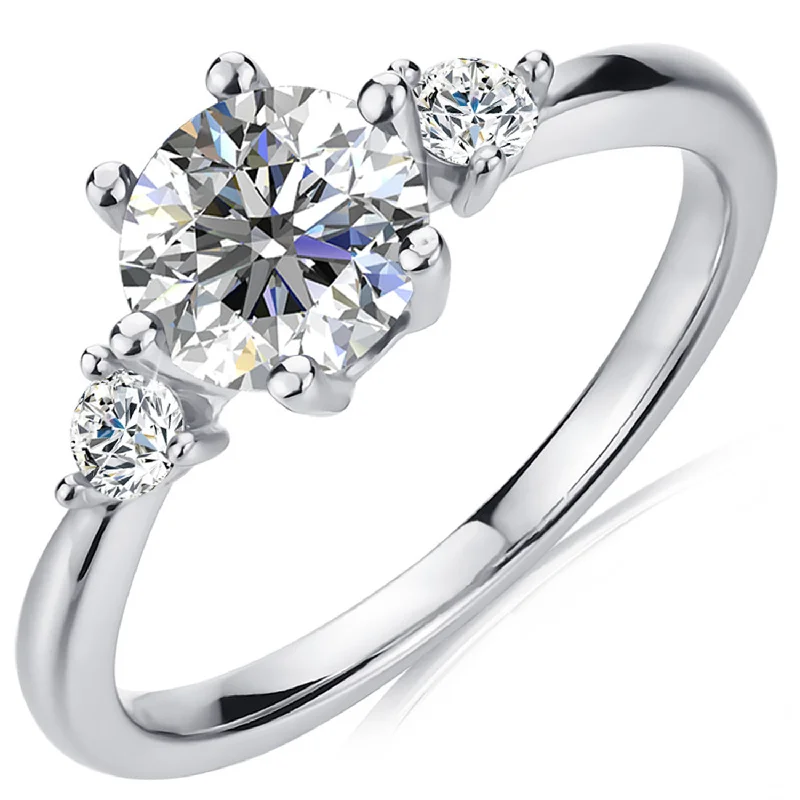 women's vintage style rings -Moissanite by Cate & Chloe Sarah Sterling Silver Ring with Moissanite Crystals