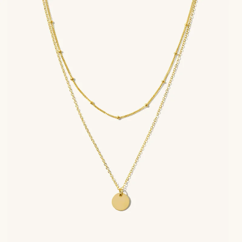 women's long gold necklaces -Satellite & Coin Necklace Set