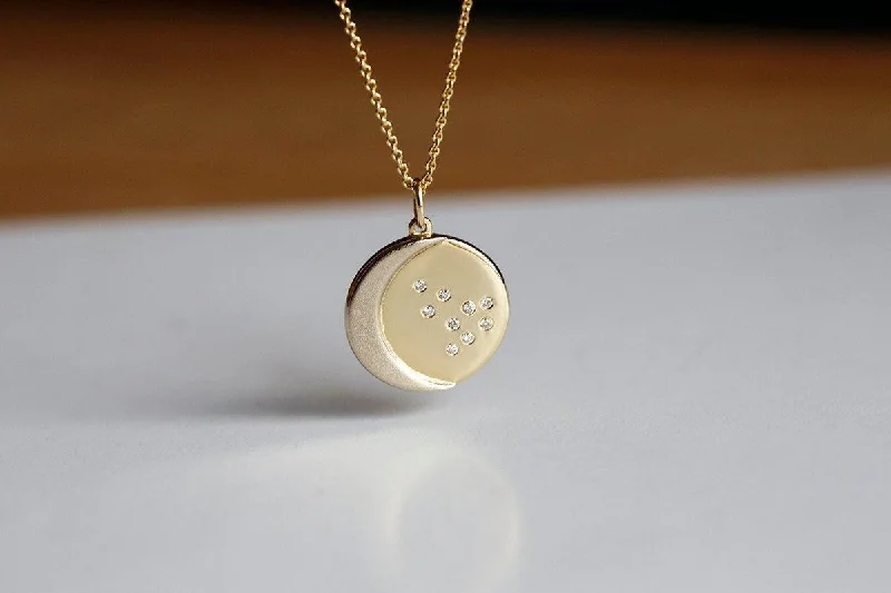 women's pearl necklaces -Gold Constellation Necklace, Diamond Disc Necklace