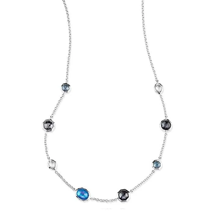 women's heart-shaped pendant necklaces -Ippolita Rock Candy Collection Eclipse Sterling Silver Eclipse Mini Station Necklace