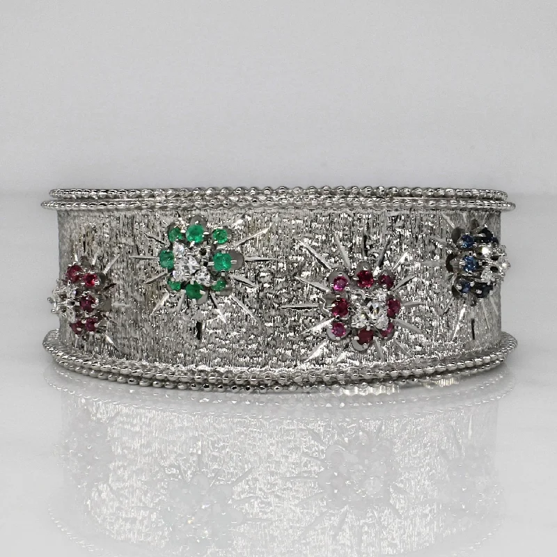 women's gold bracelets -'Mario Buccellati' Multi Gem Cuff | 2.79ctw | 8" |