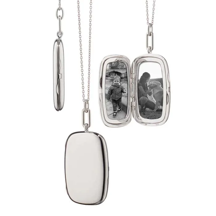 women's butterfly necklaces -Monica Rich Kosann "Finn" Slim Locket Necklace in Sterling Silver