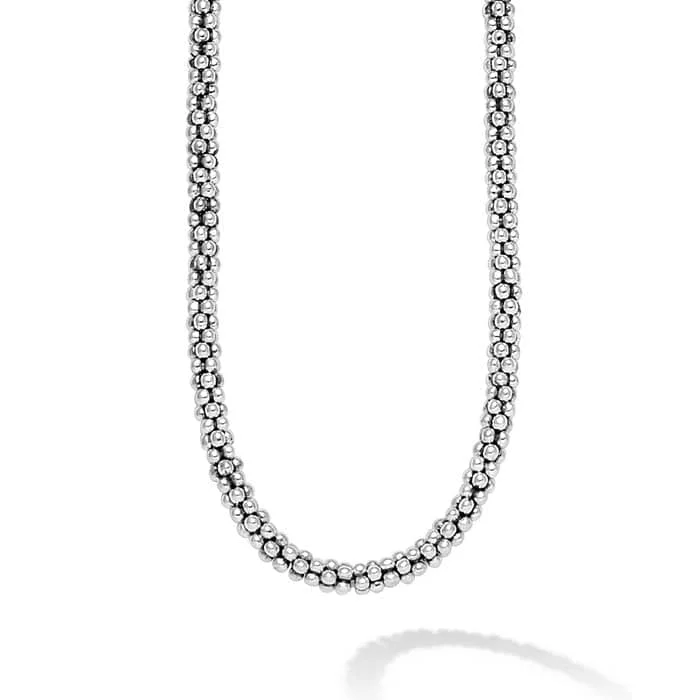 women's rose gold necklaces -LAGOS Caviar Beaded Rope Necklace in Sterling Silver