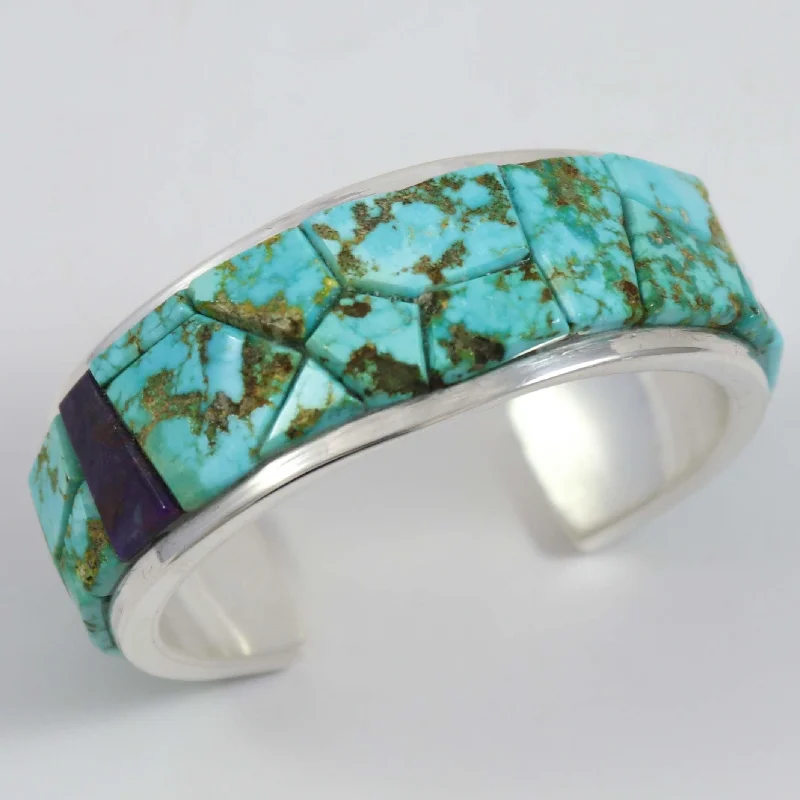 women's cuff bangles -Turquoise and Sugilite Cuff