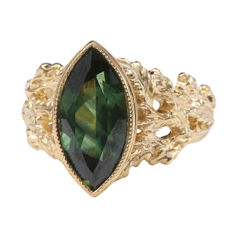 women's wedding rings -Australian Marquise Cut Green Sapphire Ring