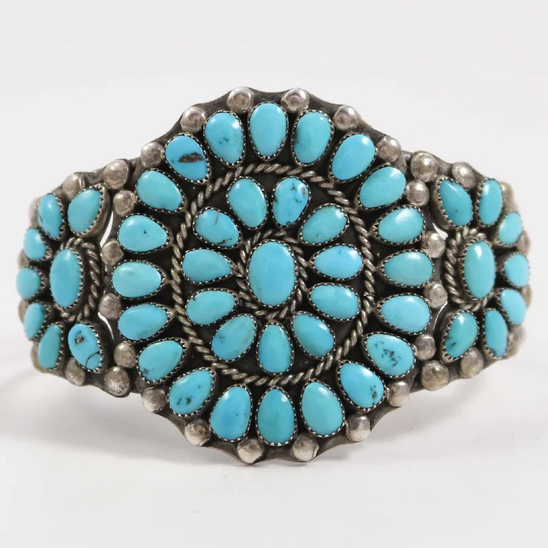 women's statement bracelets -1960s Turquoise Cluster Cuff