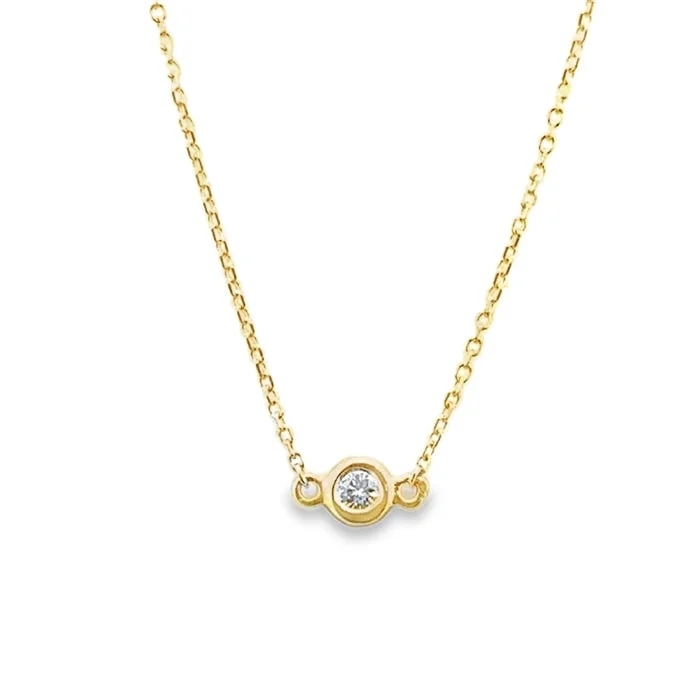 women's statement necklaces -Mountz Collection Solitaire Diamond Bezel Pendant Necklace in 14K Yellow Gold