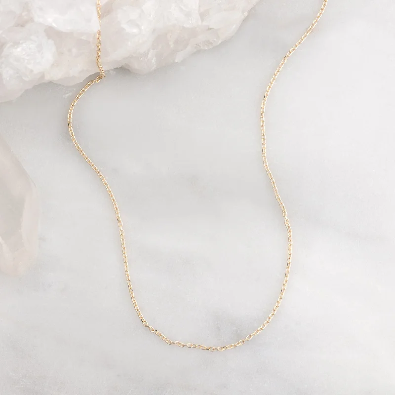 women's pearl choker necklaces -The Diamond-Cut Cable Chain Charm Necklace | 10K Yellow Gold