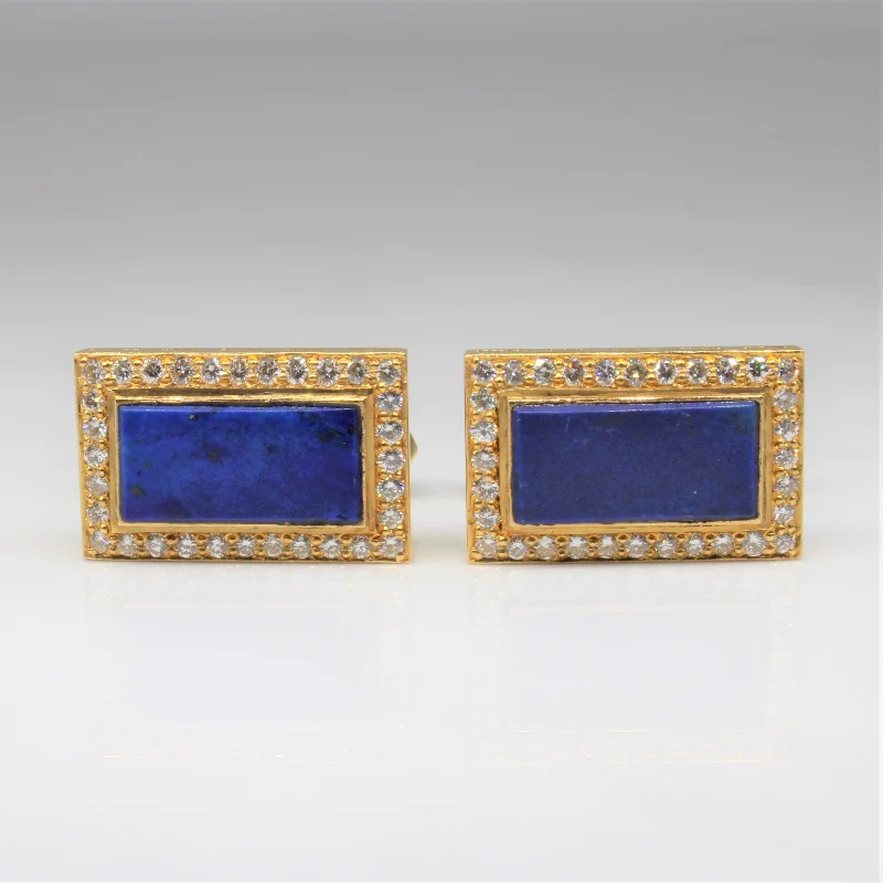 women's bridal bangles -Lapis & Diamond Cufflinks | 4.00ctw, 1.00ctw |