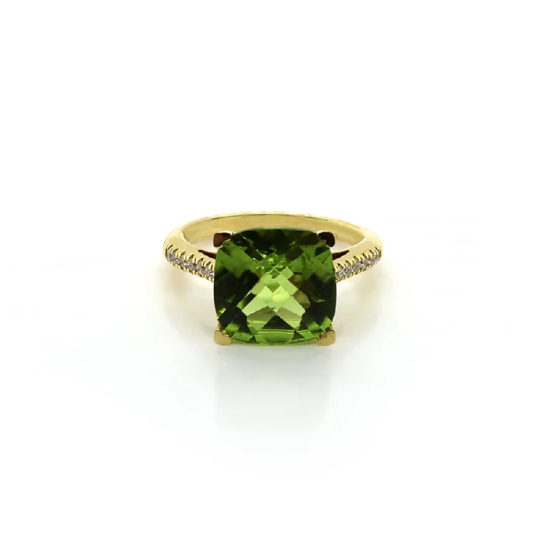 women's diamond rings -Peridot Cushion Ring