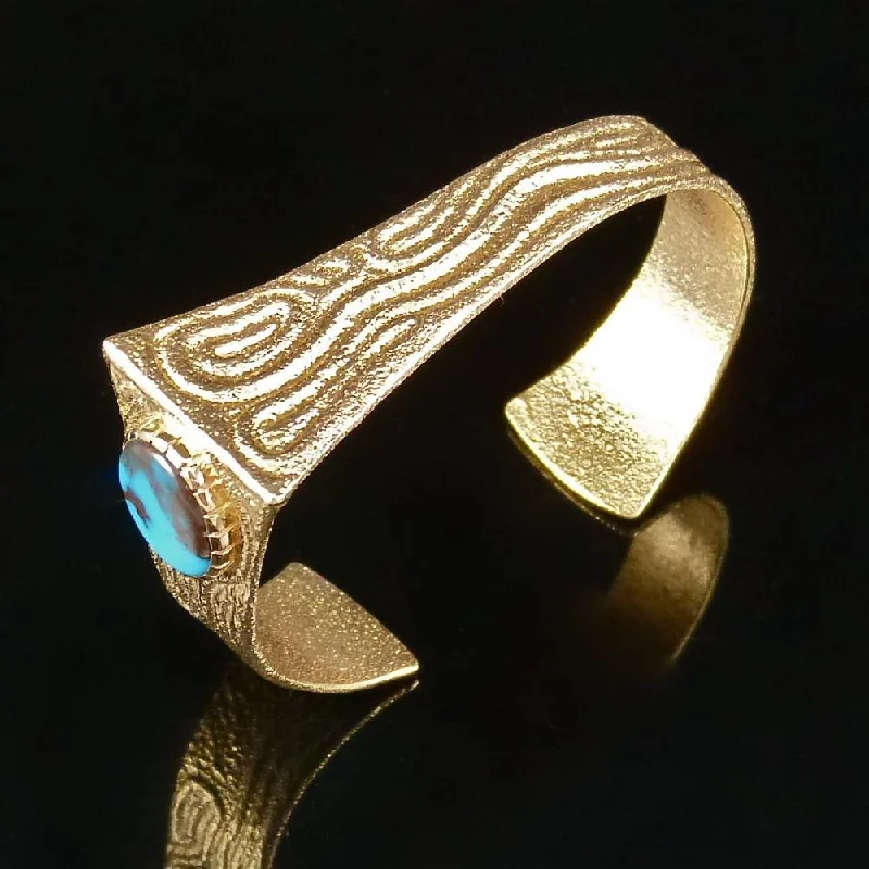 women's cuff bangles -Bisbee Turquoise and Gold Cuff