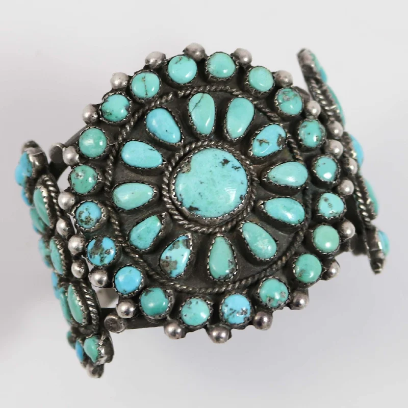 women's luxury bangles -1950s Turquoise Cluster Cuff