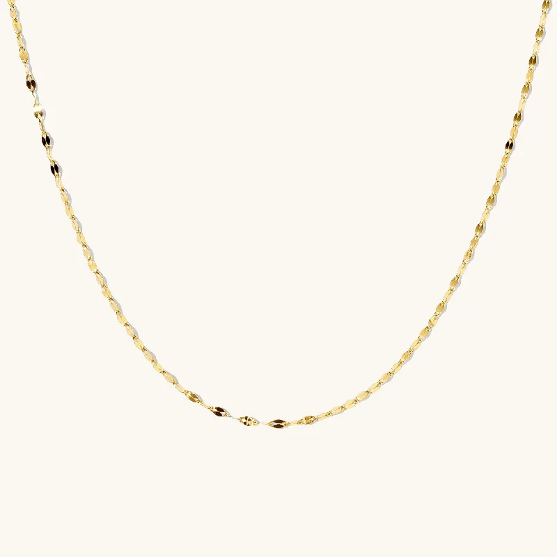 women's gemstone necklaces -Twisted Lace Chain Necklace - 14k Solid Gold